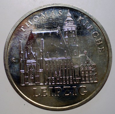 2.042 GERMANIA RDG DDR THOMAS KIRCHE LEIPZIG 5 MARK 1984 A XF/AUNC foto