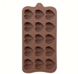 Cumpara ieftin Forma din Silicon pentru bomboane de ciocolata sau Cuburi de Gheata, model cu Inimioare 21 x 10.5 cm, Maro, TopBazar