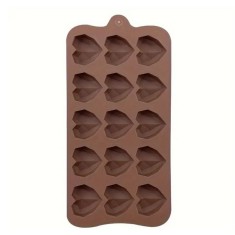 Forma din Silicon pentru bomboane de ciocolata sau Cuburi de Gheata, model cu Inimioare 21 x 10.5 cm, Maro, TopBazar