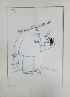 &amp;#039; FARA CUVINTE &amp;#039; , CARICATURA de VICTOR TIMOC , 1978 foto