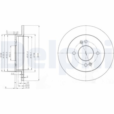 Set discuri frana spate DELPHI, Hyundai I10 (Pa), 10.2007-; Kia Picanto (Ja), 03.2017-, Picanto (Sa), 04.2004-, Picanto (Ta), 05.2011-, spate; puntea foto