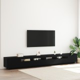 Cabinet TV vidaXL cu lumini LED, Stejar negru, 300x35x40 cm, Lemn compozit