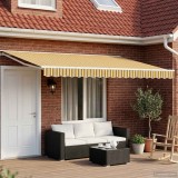 vidaXL Copertină retractabilă manuală Galben, Gri și Alb 4 &times; 3 m 3420260