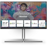Monitor Nano IPS LED AOC 31.5 U32U3CV, UHD (3840 x 2160), HDMI, DisplayPort, Boxe, Pivot, 60 Hz, 4 ms (Negru/Argintiu)