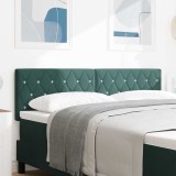 Cap de pat LED cu buton din cristal, tapițat cu catifea verde de 80 cm
