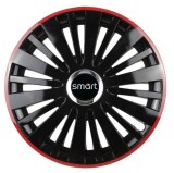 Cumpara ieftin Set 4 Capace Roti pentru Smart, model Falcon Black Cu Rama Rosie, R16, SMART