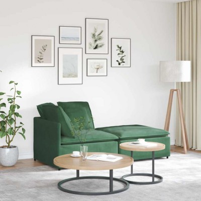 vidaXL Canapea modulară cu taburet și perne, verde &amp;icirc;nchis foto