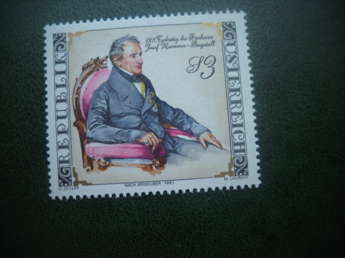 HOPCT TIMBRE MNH 562 BARONUL JOSEF HAMMER 1981 -1 VAL AUSTRIA
