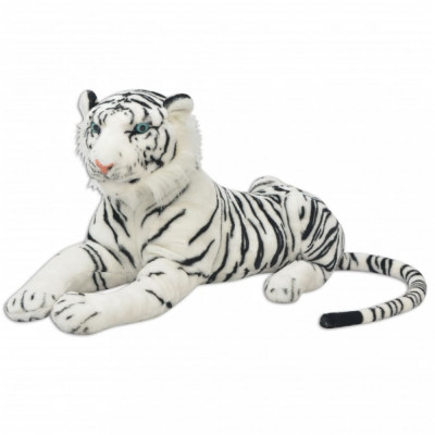 vidaXL Tigru de jucărie din pluș, XXL, alb foto