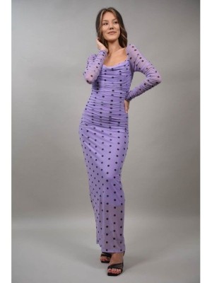 ROCHIE LUNGA DRAPATA TUL CU BULINE MAGICO NEALLY Violet M-L foto