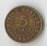 Moneda 5 cents 1950 - British Honduras, Australia si Oceania, Bronz-Aluminiu