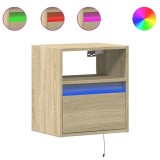 Cumpara ieftin Noptiera montata pe perete cu lumini LED, stejar sonoma
