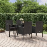 Set mobilier de gradina cu perne, 5 piese, negru, poliratan GartenMobel Dekor, vidaXL