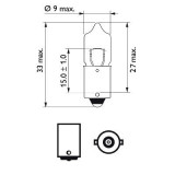 BEC AUXILIAR H10W 12V 10W BA9s SET 10 BUC 78791, Philips