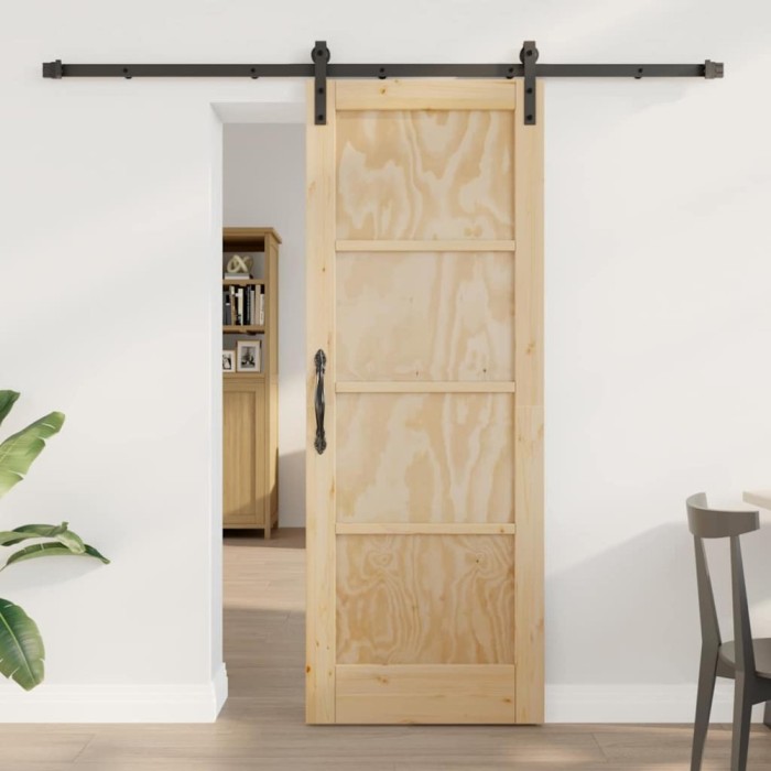 Ușă Glisantă cu Set de Accesorii 73.5x198.5 cm Lemn Masiv Pin