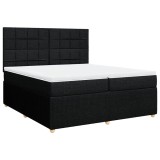 Cumpara ieftin Pat box spring cu saltea, negru, 200x200 cm, textil