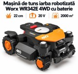 Robot de tuns iarba fără fir Worx Vision Cloud WR342E pentru suprafețe de 2000 m&sup2;,tractiune 4&times;4