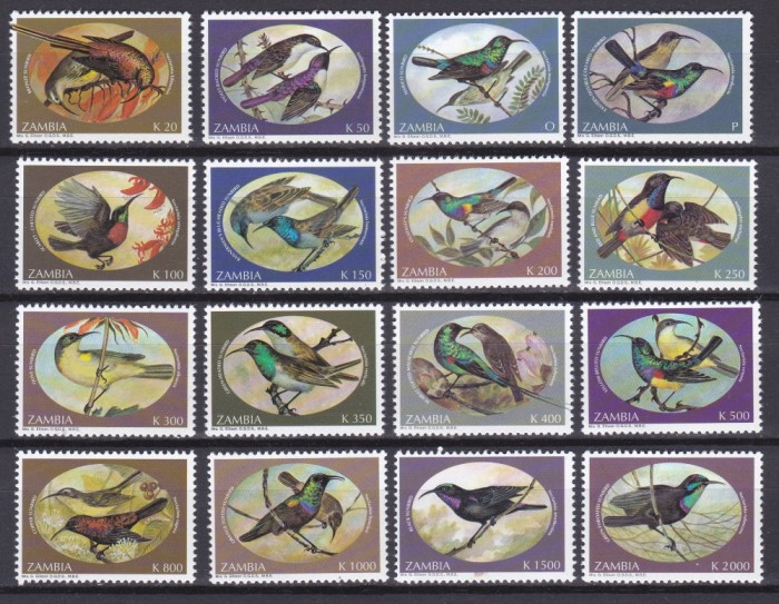 DB1 Fauna Pasari 1994 Zambia 16 v. MNH