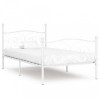 Cadru de pat cu bază din șipci, alb, 100 x 200 cm, metal, Cires, Dublu, Cu polite semirotunde, vidaXL
