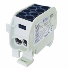 Clema de distributie - derivatie neagra Cu-Al 152A 101A pe sina DIN 1 pol 2 intrari borne (16+25mm &sup2;) si 2 iesiri (16+25mm &sup2;) 1000V AC DC