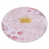 JUNIOR 51549.802 cerc covor lavabil coroană pentru copii anti-alunecare - roz, cerc 80 cm