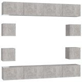 Cumpara ieftin Set dulapuri TV, 8 piese, gri beton, lemn prelucrat