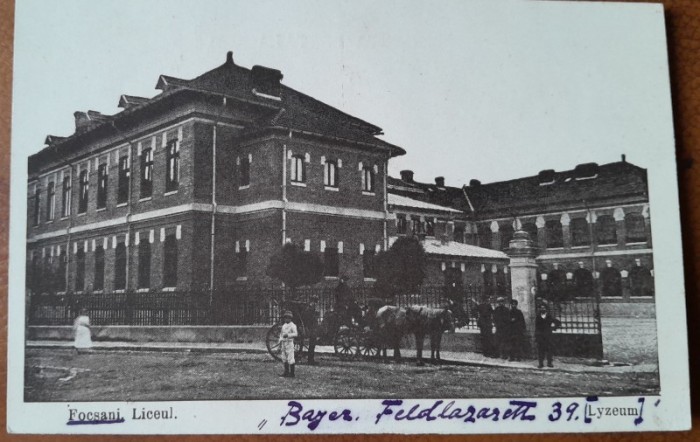 Carte postala, Liceul din Focsani, 1920