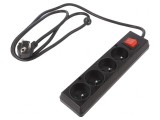 Prelungitor PVC Negru 4 Prize 1,5m 16A