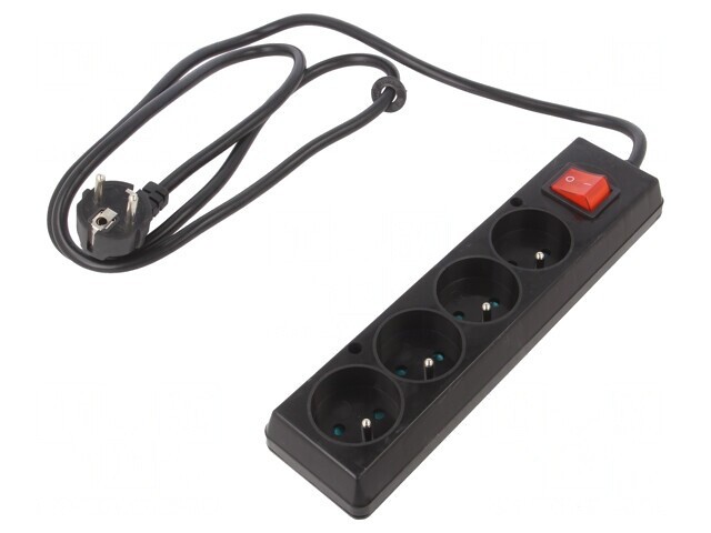 Prelungitor PVC Negru 4 Prize 1,5m 16A