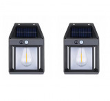 Cumpara ieftin Set 2x Lampa solara LED de perete cu senzor de miscare, 3 moduri de iluminare, BZRSH, lumina calda