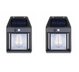 Cumpara ieftin Set 2x Lampa solara LED de perete cu senzor de miscare, 3 moduri de iluminare, BZRSH, lumina calda