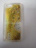 Husa Telefon Plastic+Silicon iPhone 5 5s SE Glitter Feather Auriu