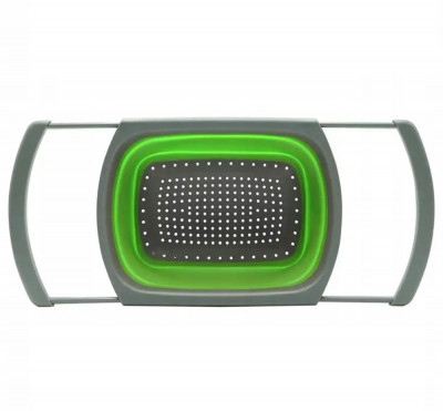 Strecuratoare din silicon, extensibila si pliabila, 33-60 cm, verde/gri foto