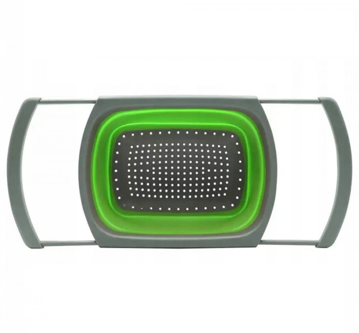 Strecuratoare din silicon, extensibila si pliabila, 33-60 cm, verde/gri