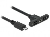 Cablu prelungitor micro USB-B USB 2.0 panel-mount la micro-B USB 2.0 M-T 1m, Delock 85246