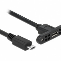 Cablu prelungitor micro USB-B USB 2.0 panel-mount la micro-B USB 2.0 M-T 1m, Delock 85246