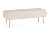 Cumpara ieftin Banca textil alb otel natur Olga 129x45.5x48h