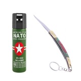 Cumpara ieftin Set spray cu piper si cutit model spaniol 20.5 cm, auto-aparare, 60 ml, verde