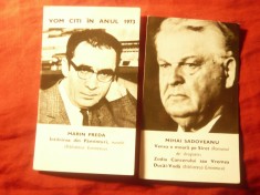 Set 2 Calendare 1973 M.Sadoveanu si M.Preda Ed. Eminescu
