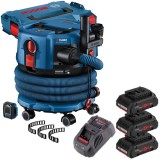 Bosch GAS 18V-12 MC + 0615990L1R - Aspirator 140 mbar accesorii + Set 3 acumulatori si incarcator Li-Ion 18 V 4 Ah valiza speciala