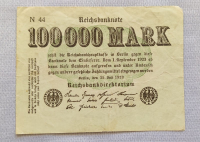 Germania - 100000 Mark (1923) Reichsbanknote N44 foto