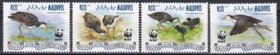 Maldive 2013 - WWF - Păsări - Găina de apă cu s&amp;acirc;nul alb, MNH foto
