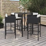 Set mobilier bar de gradina cu perne, 5 piese, negru, poliratan GartenMobel Dekor, vidaXL