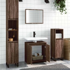 vidaXL Set mobilier de baie, 2 piese, stejar maro, lemn prelucrat 835699