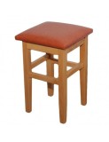 Taburet Bucatarie Lemn Fag Masiv, Tapiterie Piele Ecologica Cires, 47cm