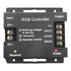 Controller RGB RF cu telecomanda touch RF6-RGB, 5-24V DC, 3x10A, pentru banda LED RGB, control culori, intensitate si efecte dinamice