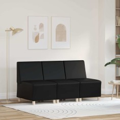 vidaXL Unitate Sofa Modulară Fără Brațe 3 pcs Negru 55 x 74 x 82 cm 3399818