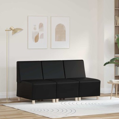 vidaXL Unitate Sofa Modulară Fără Brațe 3 pcs Negru 55 x 74 x 82 cm foto