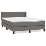 Cumpara ieftin Pat box spring cu saltea, gri, 140x190 cm, piele ecologica