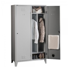 VESTIAR METALIC CU PICIOARE SI 2 USI P2FFC compartimentat si suport, 1000x500x1800 mm (LxlxH), FIRST